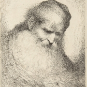 Джованни Бенедетто Кастильоне "Бородатый старик с наклоненной головой, обращенный вправо, в тюбетейке. Лист из серии "Большие штудии голов в восточных головных уборах" Около 1645–1650. Предоставлено: Фонд «IN ARTIBUS».