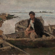 С.П. Ткачев "Одинокий рыбак" 1947. Предоставлено: Государственная Третьяковская галерея.