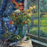 Давид Бурлюк "Букет цветов в синем кувшине" 1945. Предоставлено: Музей «Новый Иерусалим».