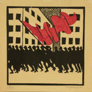 Константин Чеботарев "Под красным флагом. Из альбома "Революция" 1921. Предоставлено: Галеев Галерея.