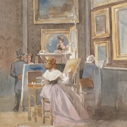 Карл Гун "Копировальщицы в картинной галерее" 1870-е. Предоставлено: © Государственная Третьяковская галерея.