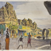 Ватагин В.А. "Оживленная городская улица. Индия. Мадурай" 1960-е. Предоставлено: Государственный Дарвиновский Музей.