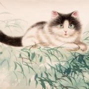 Ван Сюэтао, Цао Кэцзя "Кошка и глицинии" Китай, 1961. Предоставлено: Государственный Музей Востока.