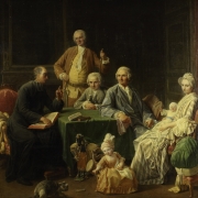 Леписье Н. Б. "Портрет семьи Леруа, слушающей чтение Библии" 1766. Предоставлено: ГМИИ имени А.С. Пушкина.