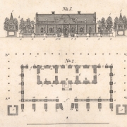 Чертёж фасада и план «Ледяного дома». Санкт-Петербург, 1741. Предоставлено: Государственный Эрмитаж.