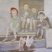 Таня Рауш «Дети на крыльце с курицами» 2023. Предоставлено: Галерея Тираж 1/1.