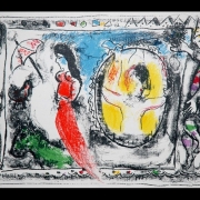 Марк Шагал "Арлекин и дама в красном" 1964. Коллекция Altmans Gallery. Предоставлено: Еврейский музей и центр толерантности.