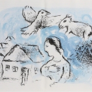 Марк Шагал "Деревня" 1977. Коллекция Altmans Gallery. Предоставлено: Еврейский музей и центр толерантности.