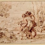 Никола Пуссен "Нимфа, седлающая козла, с сатиром и спящим амуром" Около 1626/27