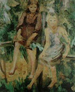 31. Тимошенко Лидия "Девочки на изгороди" 1938 Холст, масло 65х55