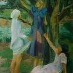 32. Тимошенко Лидия "Собирают яблоки" 1938 Холст, масло 90х70