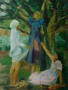 32. Тимошенко Лидия "Собирают яблоки" 1938 Холст, масло 90х70