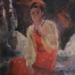 41. Тимошенко Лидия "Девушка под зонтиком" 1938-1940 Холст, масло 50х40