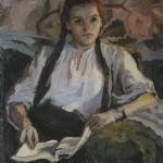 50. Тимошенко Лидия "С книгой" 1944 Холст, масло 90х70