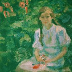 51. Тимошенко Лидия "В саду" 1943 Холст, масло 40х30