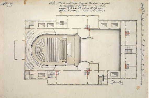 Ф. Б. Растрелли «Театр в саду «Променад». План» 1750