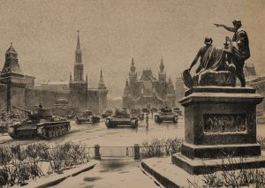 Парад на Красной площади 7 ноября 1941 года. Художник В. В. Богаткин. Конец 1940-х