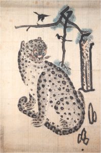 Неизвестный художник "Тигр и сороки. Вертикальный свиток" Корея. 19 век.