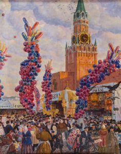 Борис Кустодиев "Вербный торг у Спасских ворот в Москве" 1917