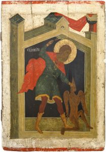 Великомученик Никита, побивающий беса. Вторая четверть XVI века. Новгород