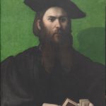 Пармиджанино "Портрет мужчины с книгой с надписью “Franc. P.”