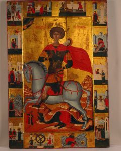 Великомученик Георгий на коне, в житии. 1610 год