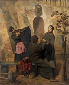 Н.В. Неврев "Наследство после чиновника (Вдова продает старое платье покойного мужа)" 1868