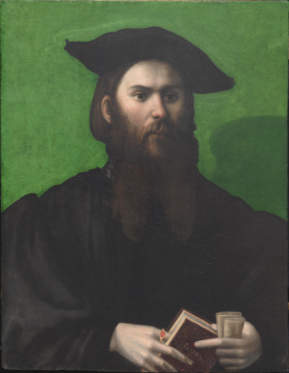 Франческо Маццола (прозванный Пармиджанино) «Портрет мужчины с книгой с надписью «Franc. P.».