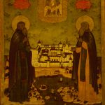 Икона "Преподобные Зосима и Савватий Соловецкие" Поморье. Последняя треть 18 века