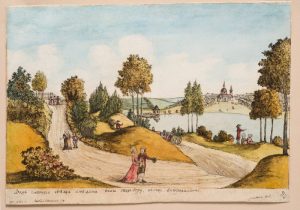 Болотов А.Т., Болотов П.А. "Вид главного съезда от дома вниз под гору в саду Богородицком" 1786-1787
