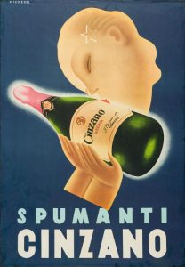 Нико Эдел "Cinzano Sparkling Wines (Woman kissing the bottle)" 1938