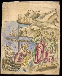 Иконный образец "Призвание Христом апостолов Петра, Андрея, Иоанна и Иакова Заведеевых"