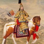 Джузеппе Кастильоне "Конный портрет императора Цяньлуна в церемониальном доспехе инспектирующего войска" 1758