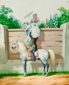 К.К. Гампельн "Девушки, перелезающие через забор с помощью молодого офицера" Около 1850