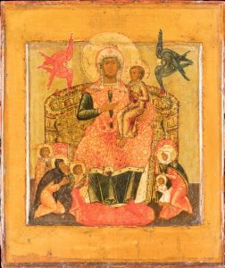 Богоматерь с младенцем на престоле, с избранными святыми. 1660-е – 1680-е годы. Ярославль.