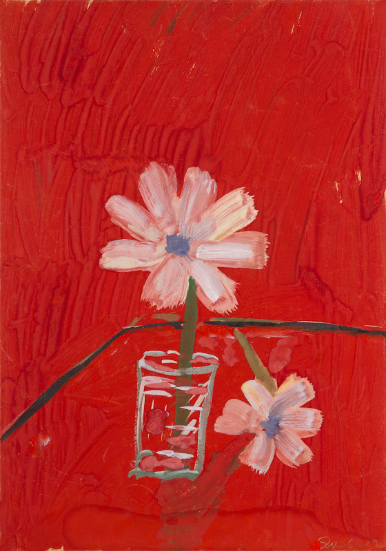 Владимир Яковлев "Цветы на красном фоне" 1973