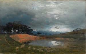 Иван Похитонов "Биарриц. Перед грозой. Озеро в Ландах и горелый сосновый лес" 1891