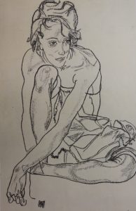 Эгон Шиле "Девушка сидящая на корточках"